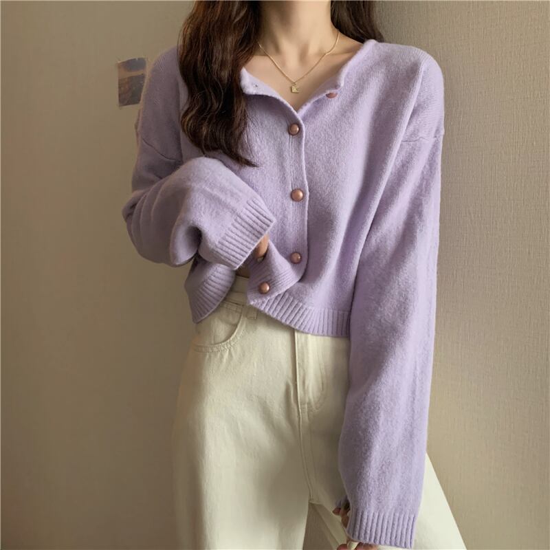 ルーズショートニットセーター オータムスタイルカーディガンジャケット コート 秋物 YY-ファッション2732826305