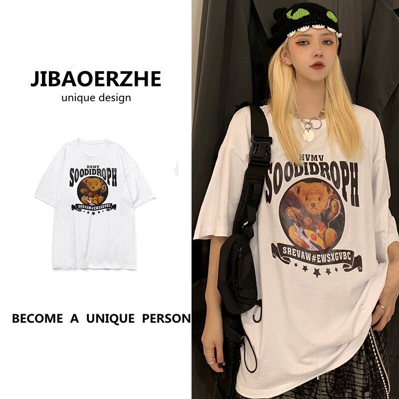 サマースタイルラウンドネックTシャツ ルーズトップス コットン かわいい 夏物 Oネック ケッペル62119527826