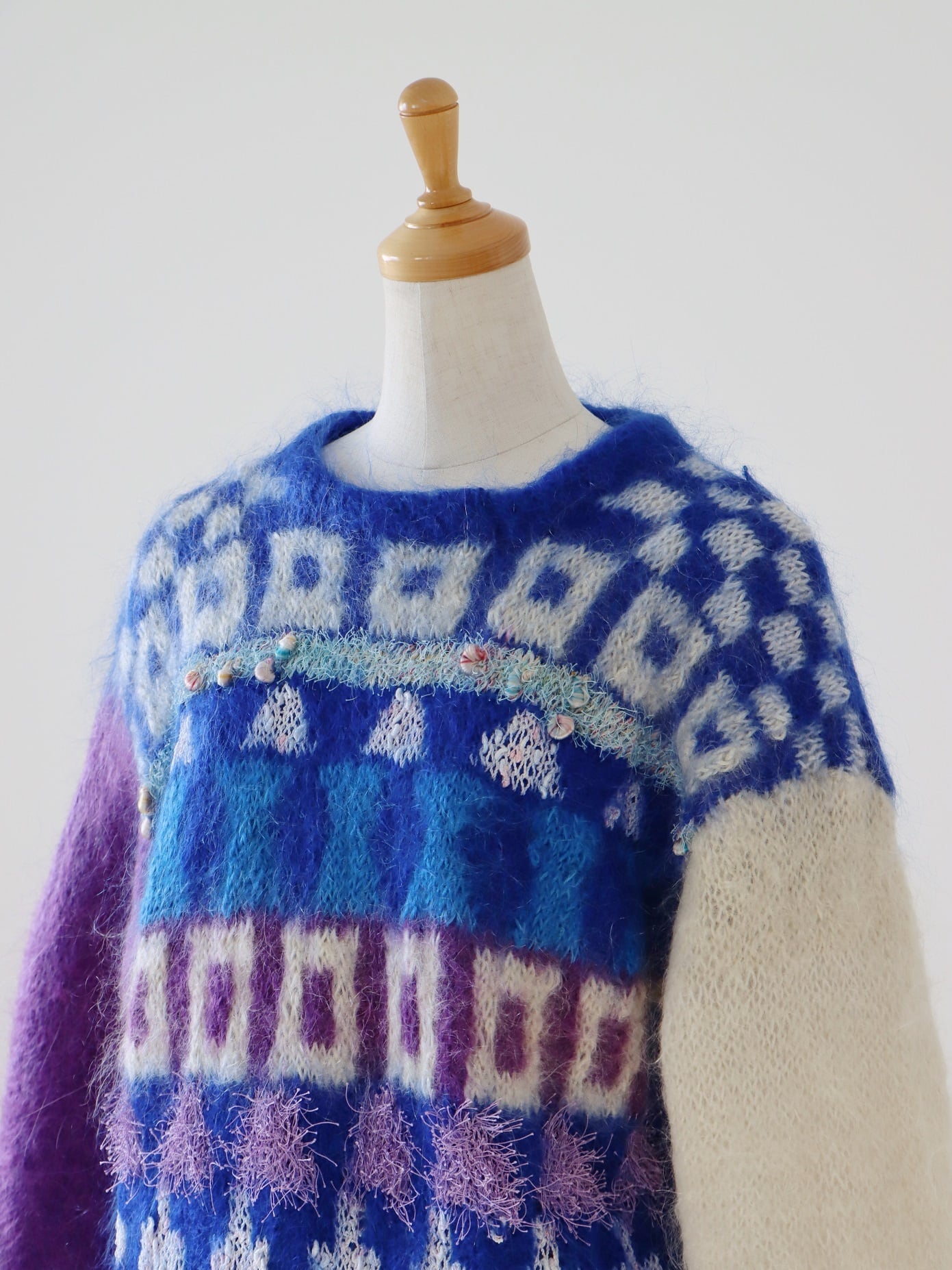 vintage Jacquard knitted asymmetry sweater