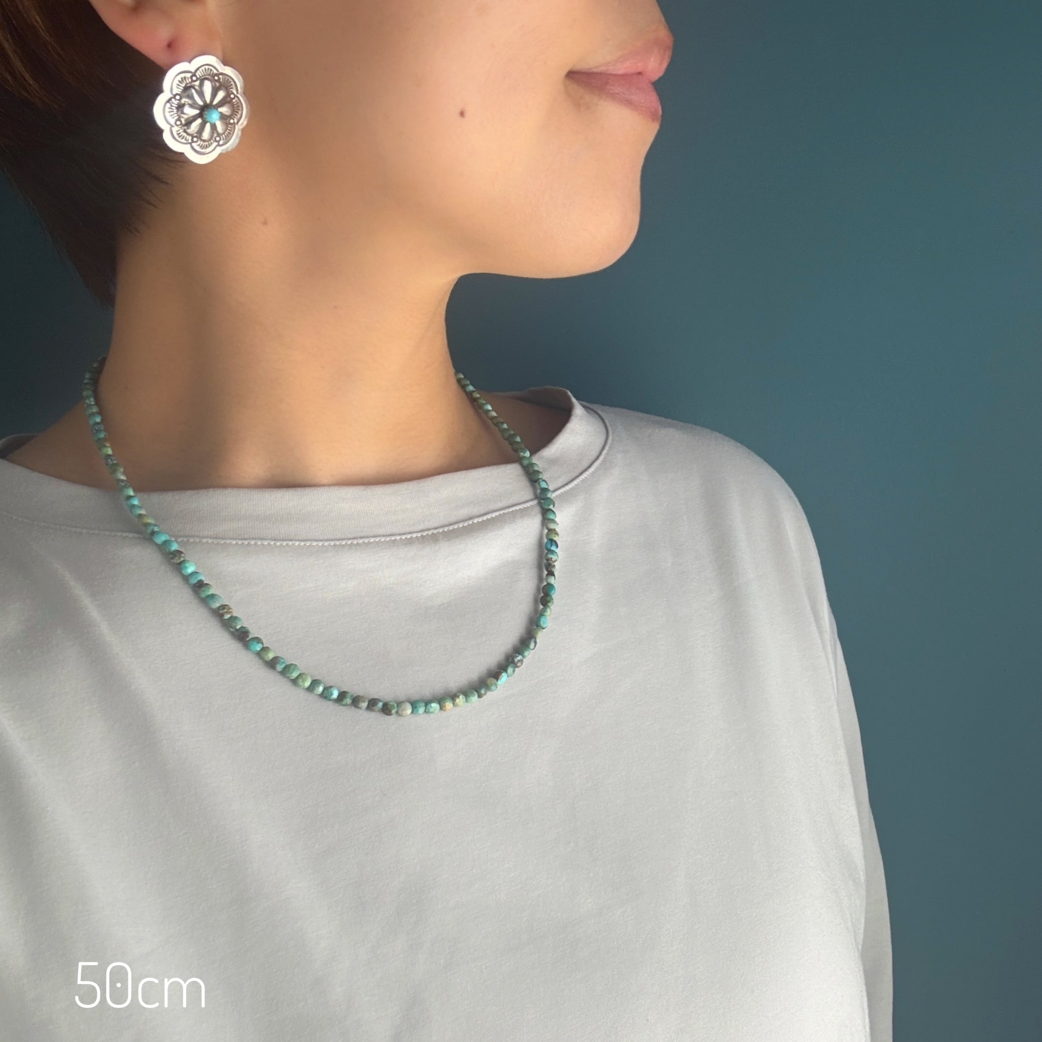 Lagoon Original グリーン ターコイズ 4mm コインカット ネックレス