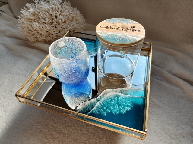 200.オーシャンレジンアート ミラートレイ