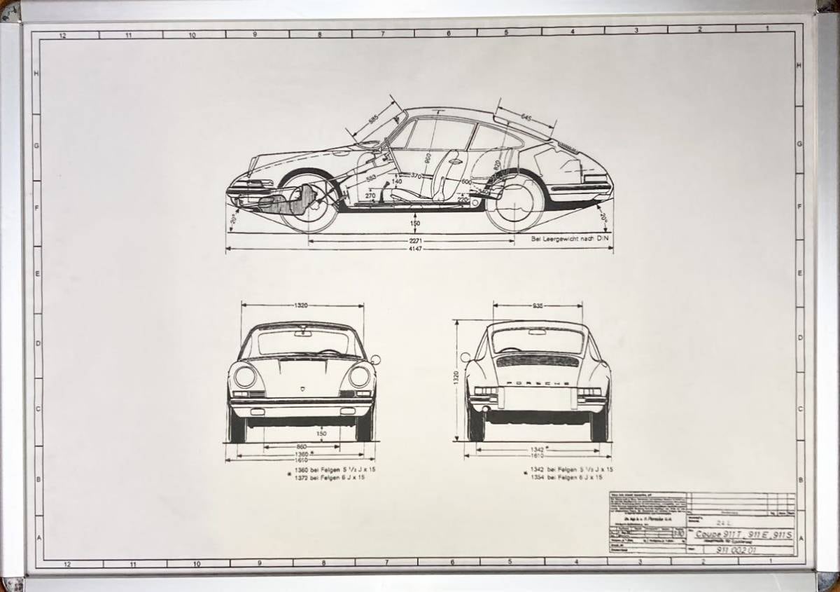 PORSCHE911SC coupe ナローポルシェ 901 製図 図面 設計図 【公式通販】