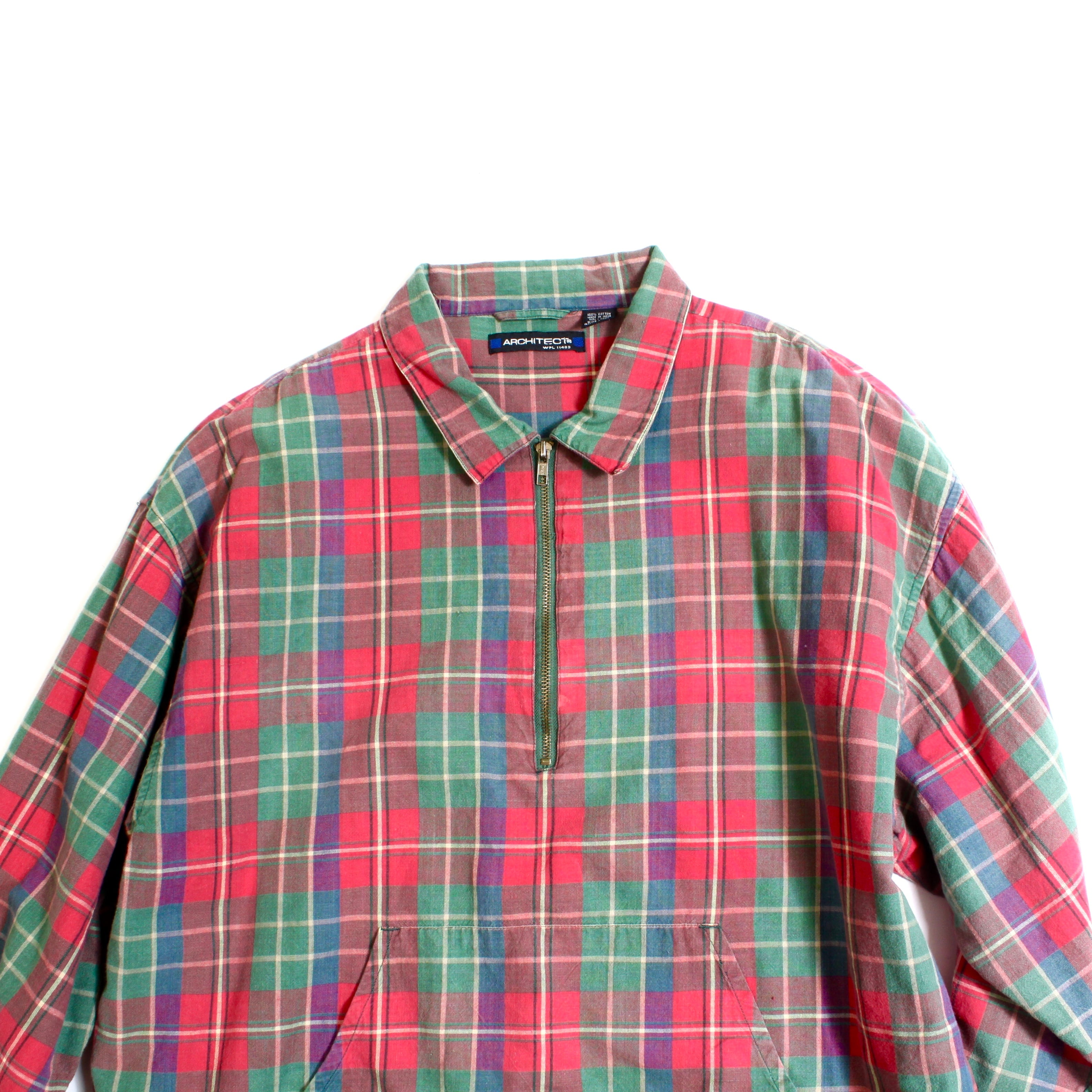 0324. 1990's madras checker halfzip jacket 90s 90年代 マドラス