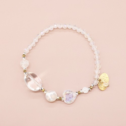 【Shining  Like Stardust】亀甲天珠×水晶×オーロラオーラ×クラック水晶 ブレスレット
