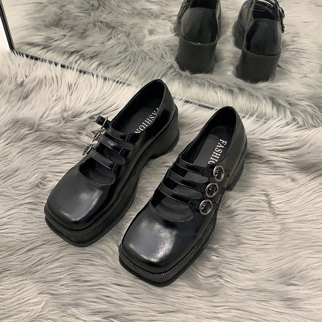 シングルスプリングスタンダードレザー 靴 シューズ レトロ 春物 スクウェア 部族の婦人靴2330687498