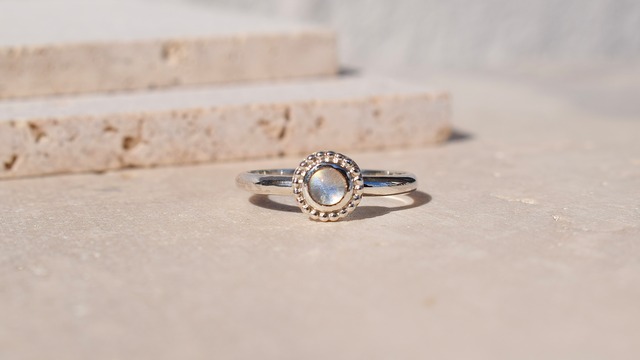 【小粒】Rainbow moon ring / つぶつぶ round cut《silver925》