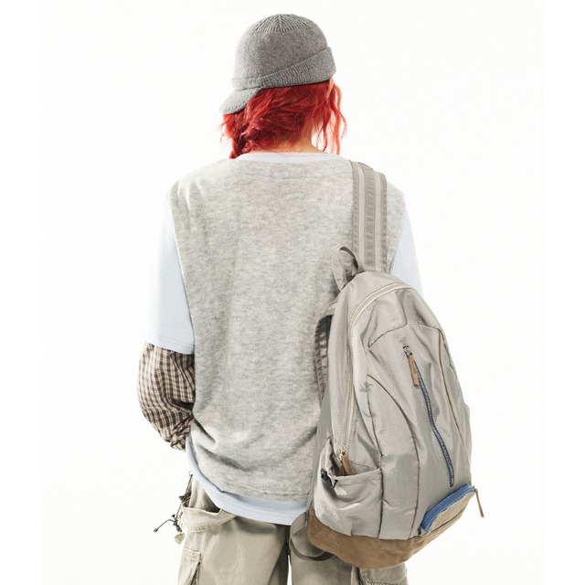 layered design checkered sleeve long tee　レイヤードデザインチェック柄スリーブロングティー　J1726