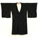 322R4 着物コート 女性用 絹 黒 地紋 袷 ロング丈 レトロ アンティーク着物 和装 和服