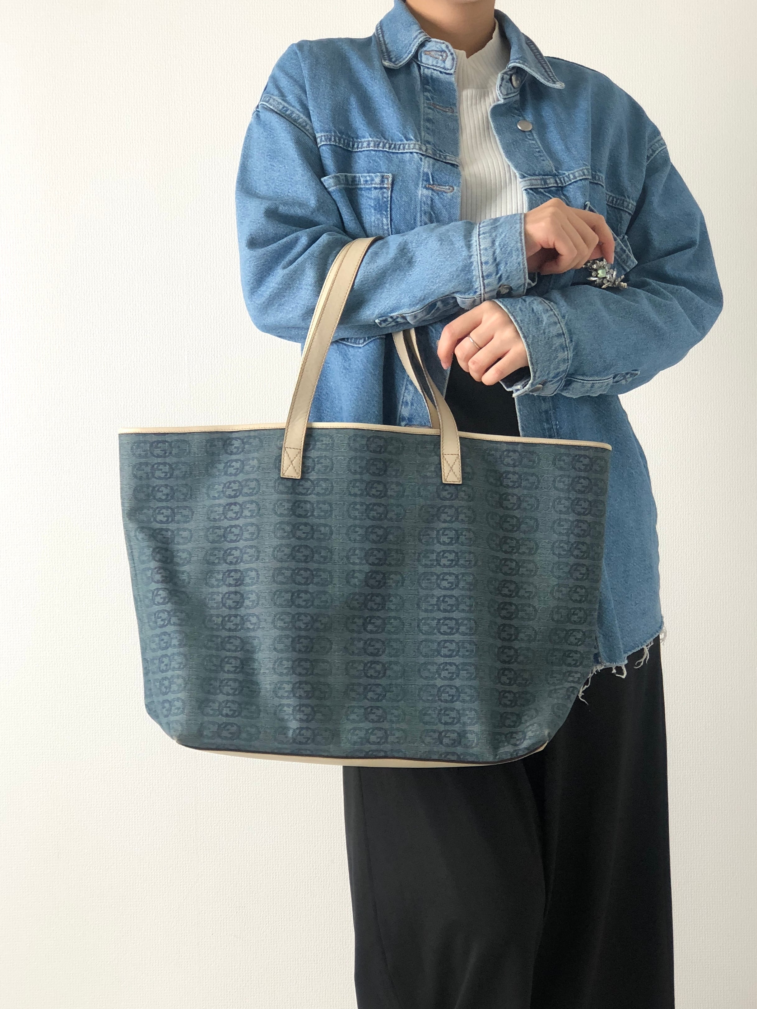 Gucci GGキャンバス　トートバッグ インターロッキング GUCCI グッチ インターロッキング トートバッグ インディゴ キャンバス
