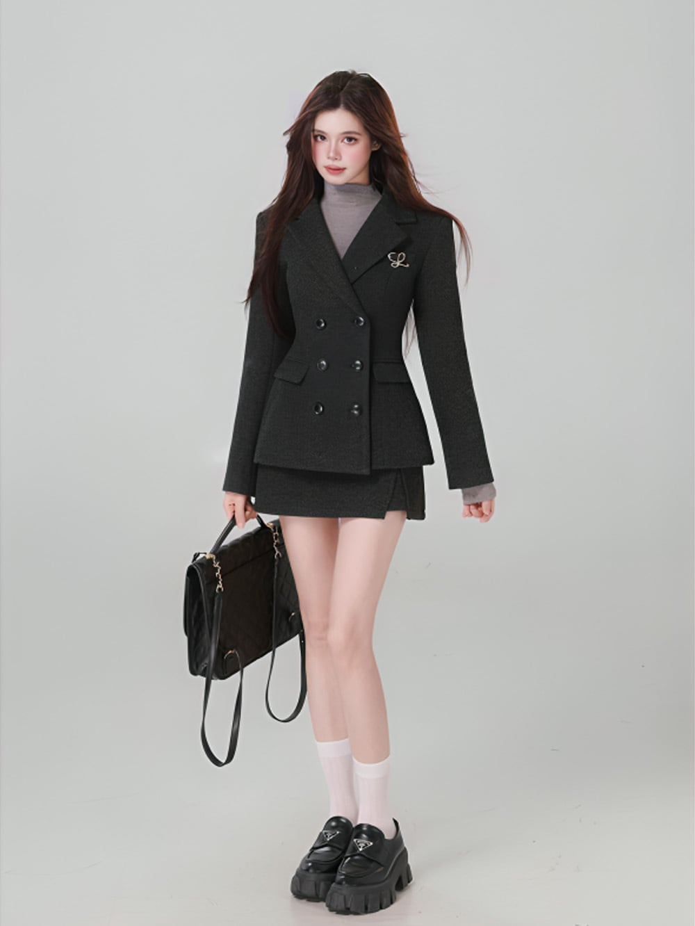 きれいめスタイルミドルロングコート＋スカートセットアップ | 韓国