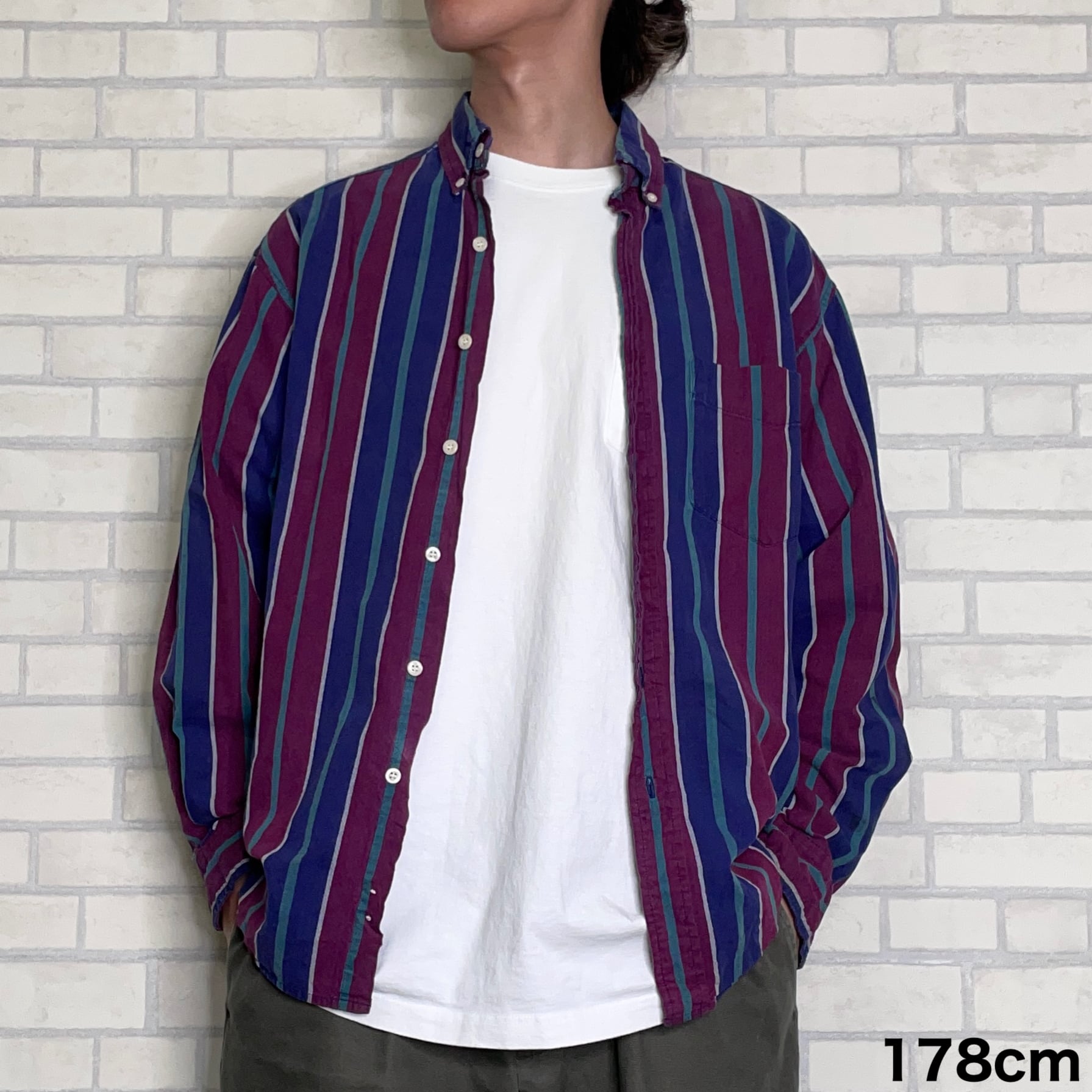 【90’s】OLD GAP 長袖シャツ　L（XL相当）ストライプ　コットン100% | 古着屋OLDGREEN powered by BASE