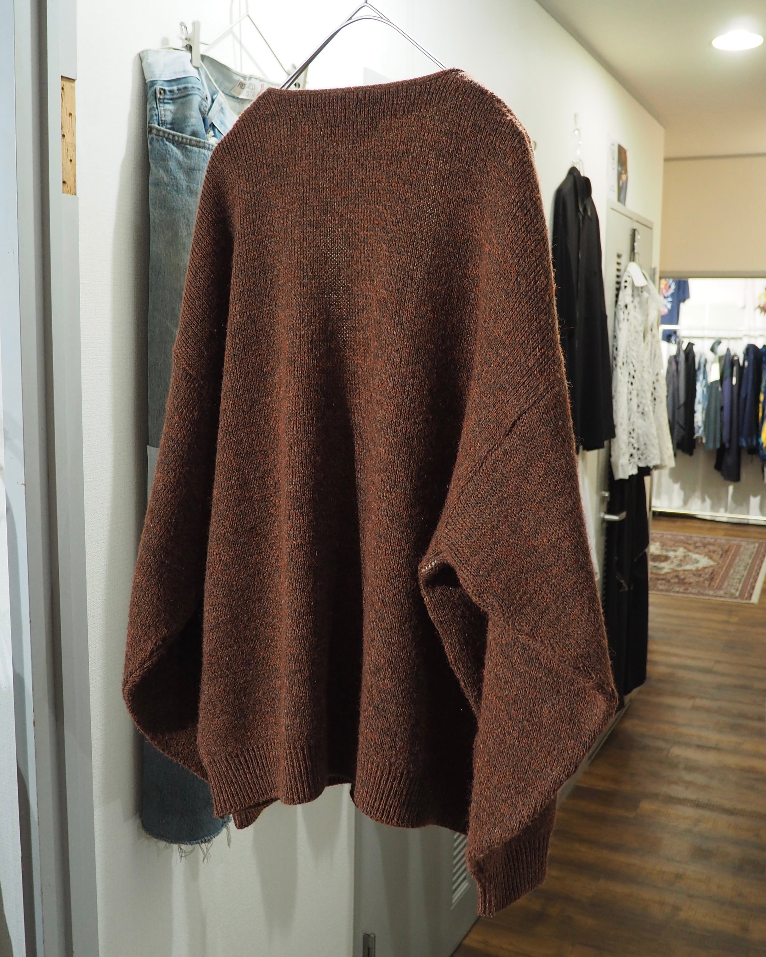 1980s ” 骨 - Bone ”Geometric Pattern Weaving Vintage Knit Cardigan