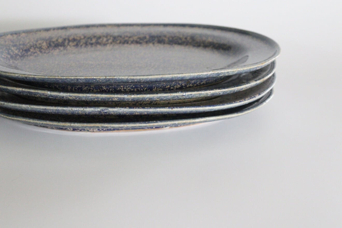 及川静香 青釉オーバル皿L | ao+水玉