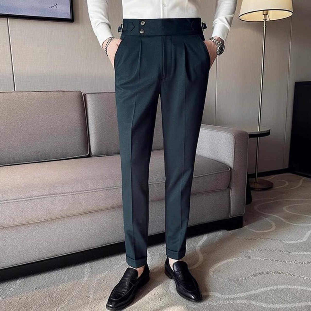 high waist straight pants 00075