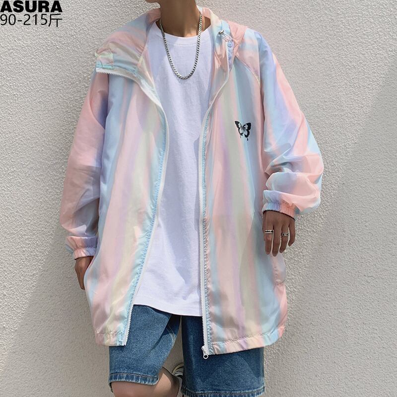 Butterflyデザイン ジャケット ルーズスプリングスタイル薄手 大きめサイズ 春物 ASURAプラスサイズメンズ57800687129