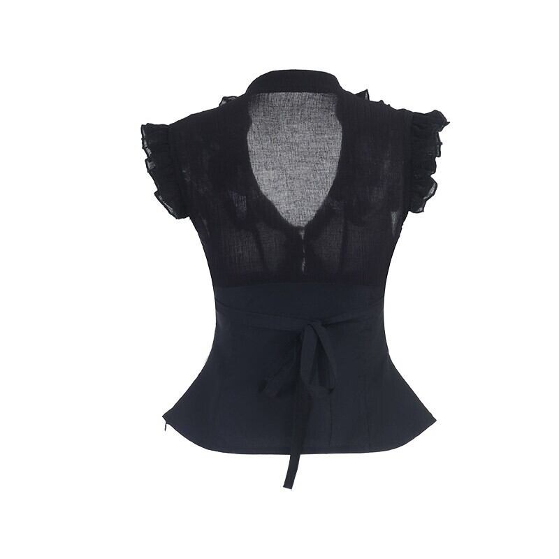 Frill sheer blouse r0211
