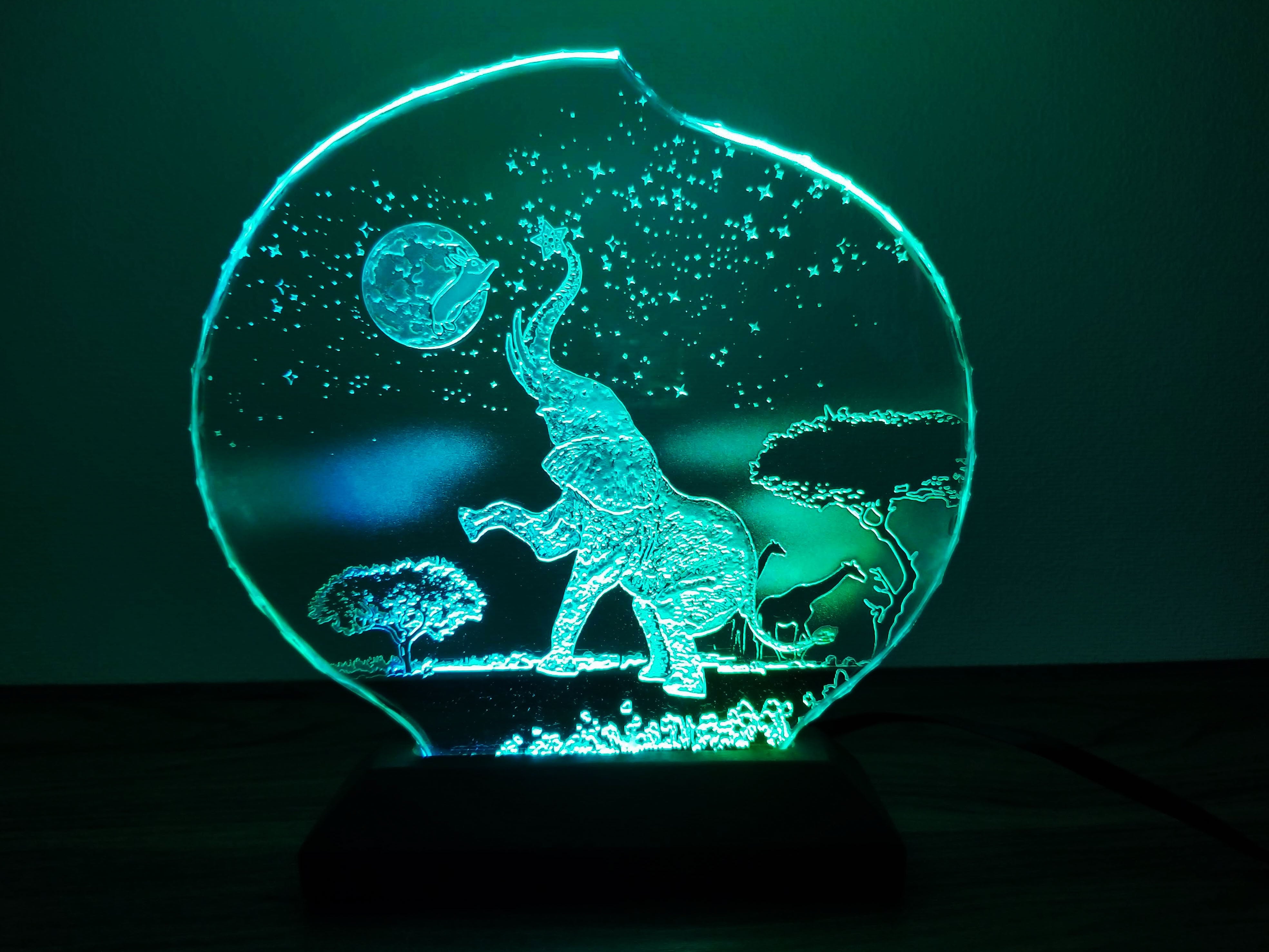 月ウサギとゾウ （ガラス：Mサイズ） | mayasworks