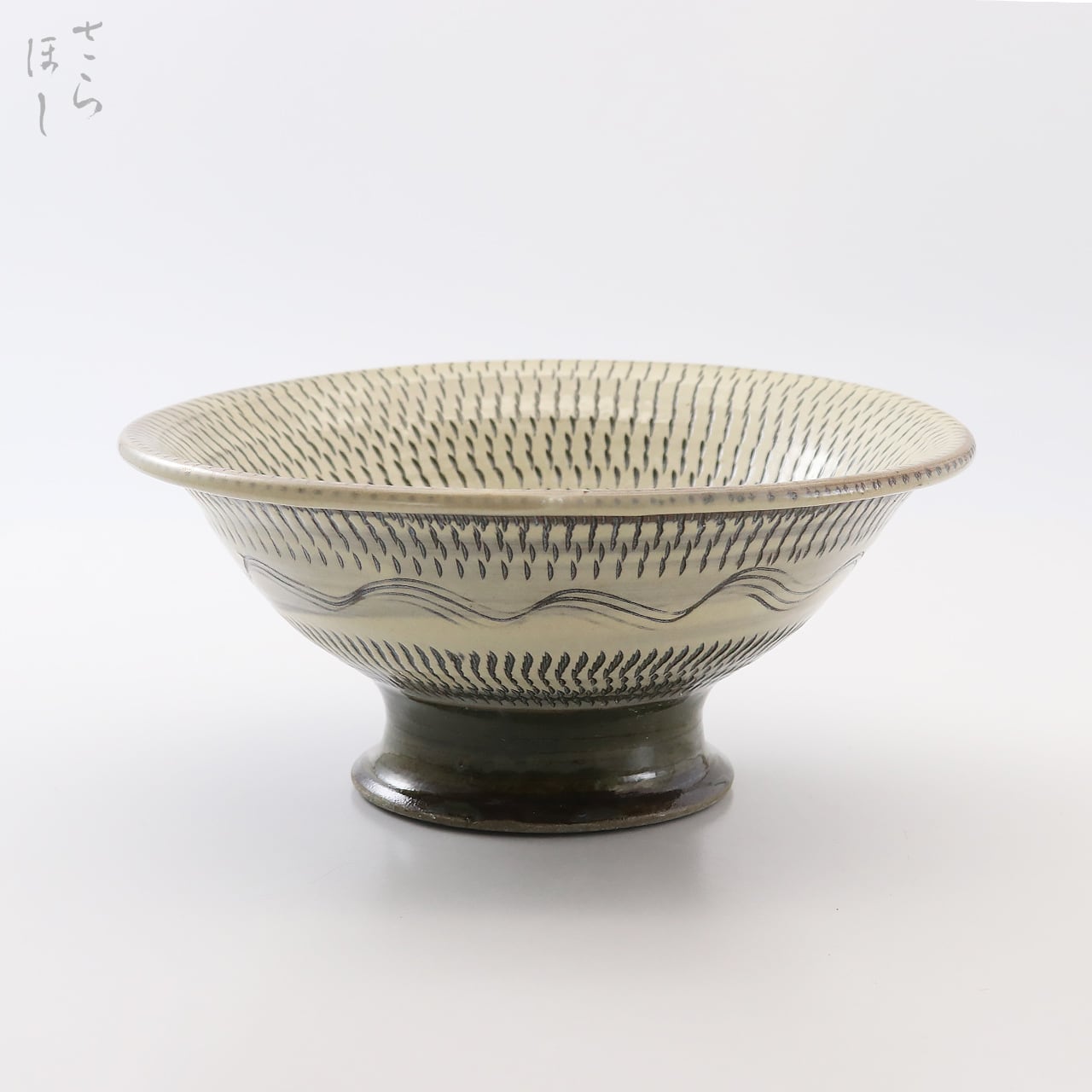 小鹿田焼 小袋窯 4寸5分一輪挿し花瓶 櫛描き/飛び鉋 白 高さ約13.3cm