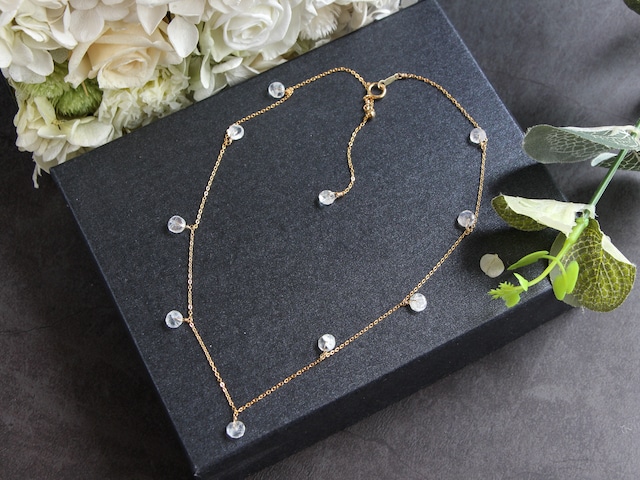 14kgf- rainbowmoon stone short necklace(ajustable chain)