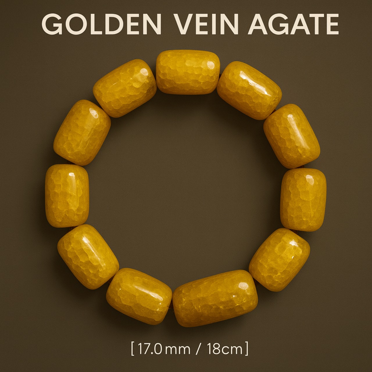 黄金の流れが導く豊かさと成功の石|MIKI-JEWERLRY ゴールデンベインアゲートブレスレット|10mm/16cm |Golden Vein Agate Bracelet|