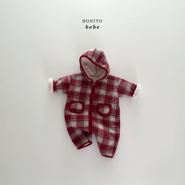 《予約》BONITO ¨ bebe) checked tumble hooded suit
