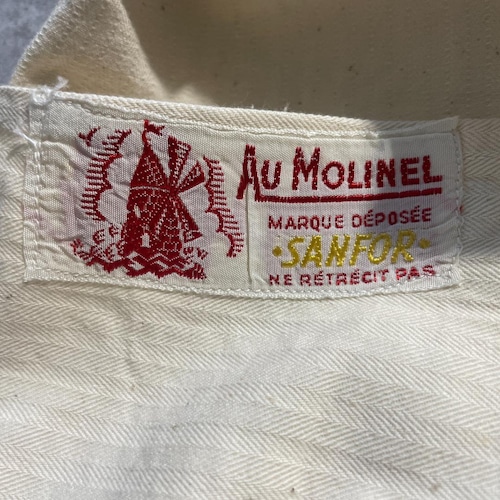 50s Au MOLINEL 刺繍タグ コットンツイル Vポケット フレンチワークジャケット 詳細写真2