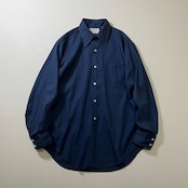 70s CANADA Arrow Kent 襟芯 無地 長袖シャツ アロー ネイビー 古着