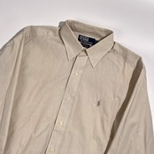 90s 00s Polo by Ralph Lauren ポロ ラルフローレン ANDREW 無地 長袖 ワイシャツ ドレスシャツ 41-84 /ベージュ系 メンズ ビンテージ