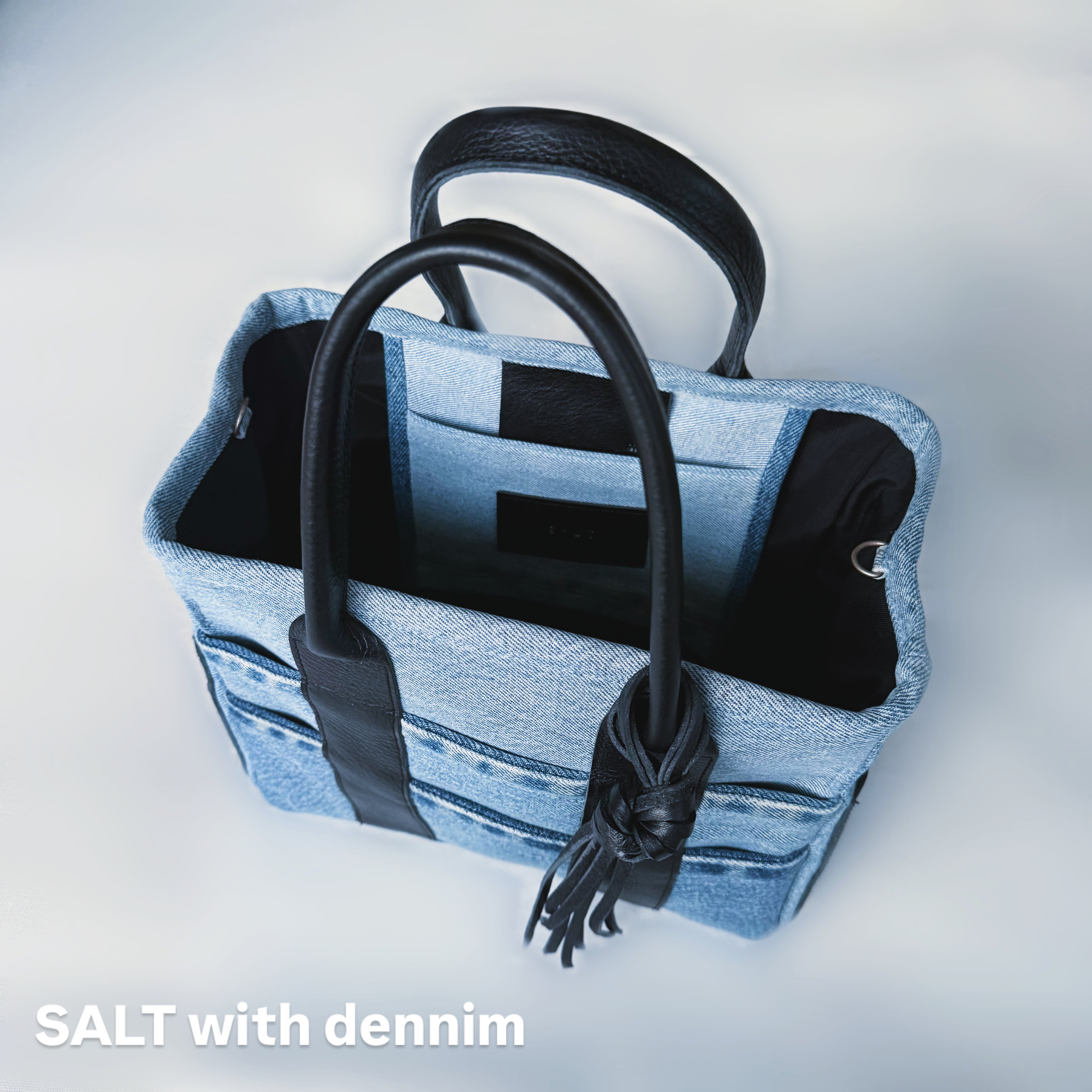Denim×leatherスクエアトートmini No.6745