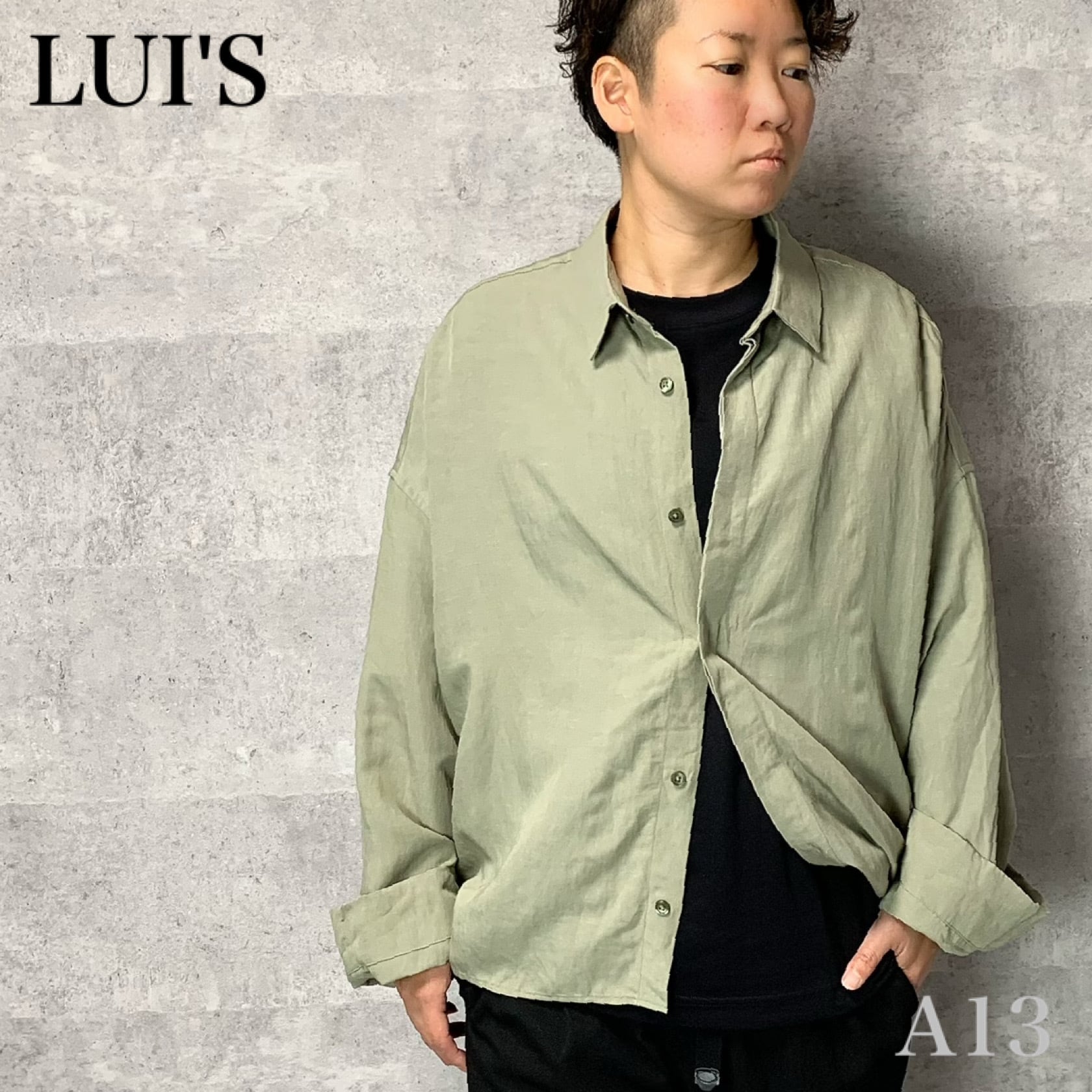 ストライプ　シャツ　ルイス　lui's 青　黒