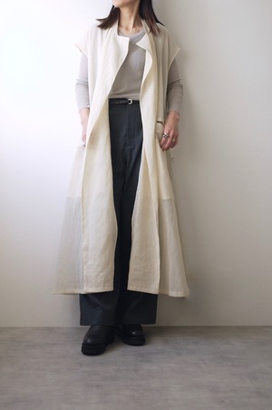 TENNE HANDCRAFTED MODERN / organza long vest（ BEIGE ）