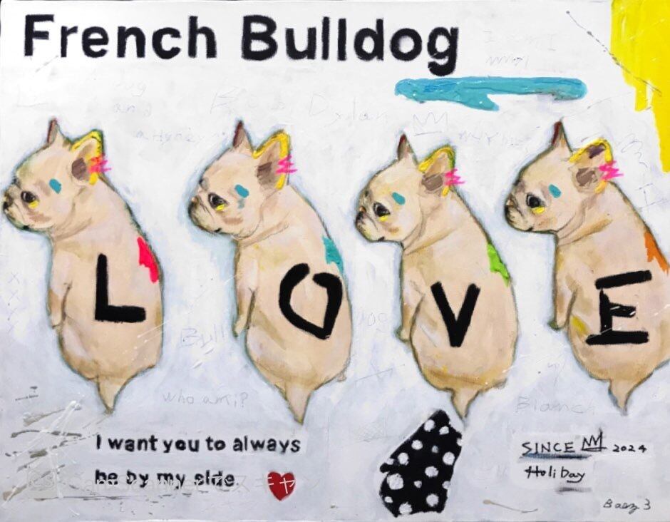 Eternal love】キャンバスF6号フレンチブルドックBAEZ3