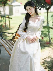 【0165】White Jacquard Fairy Long Sleeve Dress