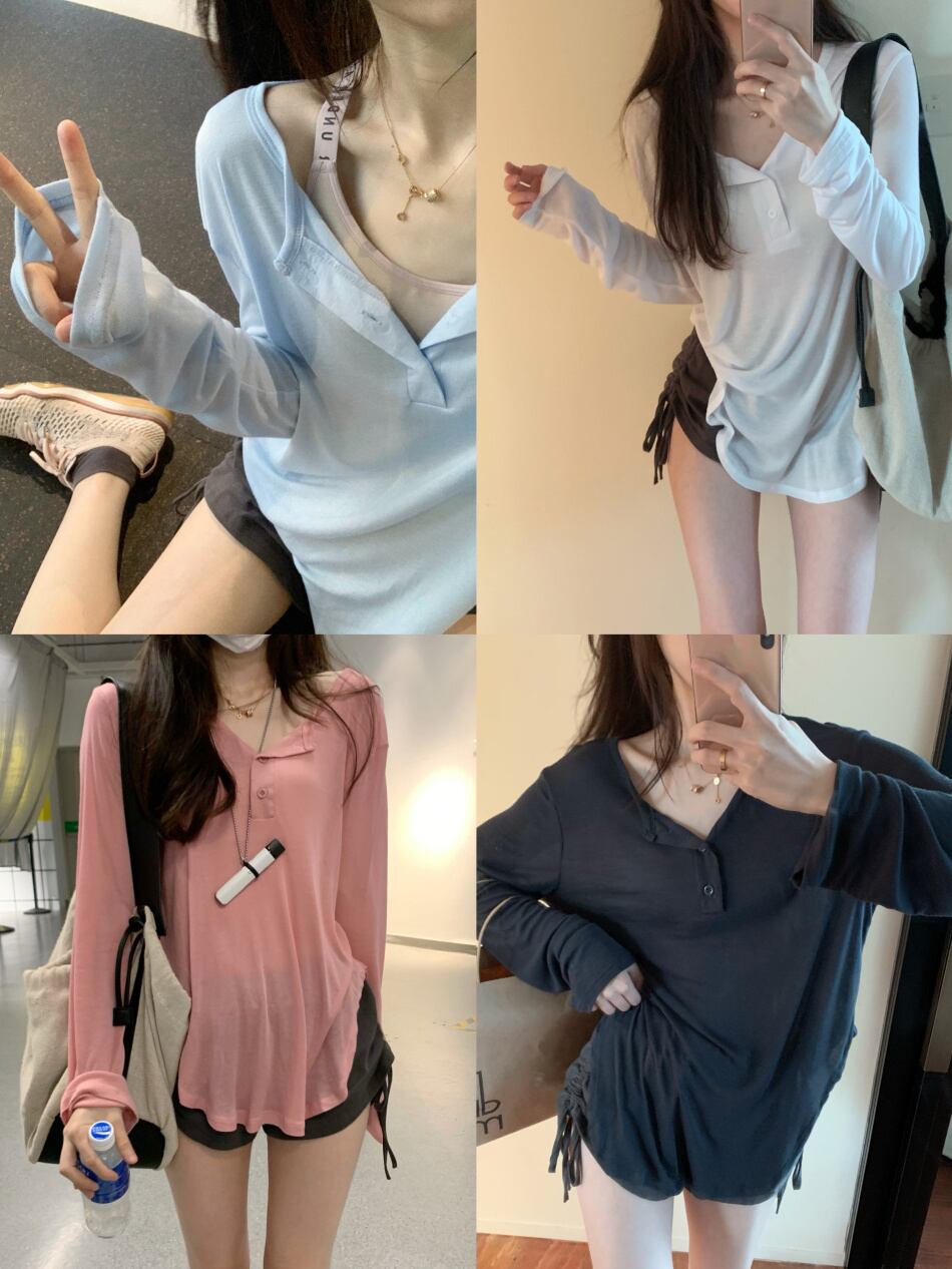 薄手ブラウス Tシャツ レディースサマーカジュアルルーズホワイトトップス ロング 夏物 ブラックストロベリース69336234471