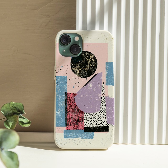 受注生産 iPhoneケース 淡色ブロックのZINEコラージュ｜紙もの風 ZINE052A