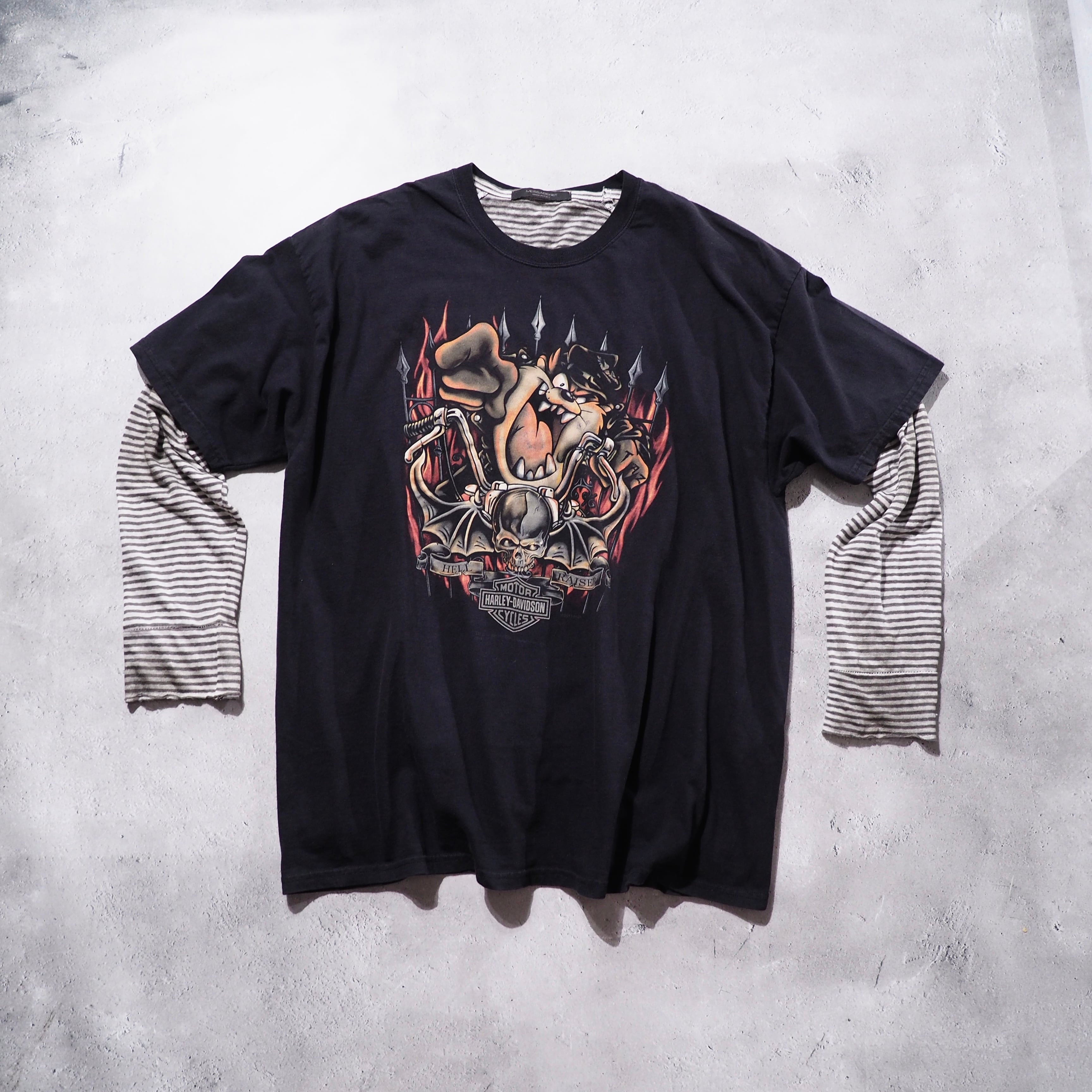 " Harley-Davidson × Looney Tunes " printed Black SS Tee
