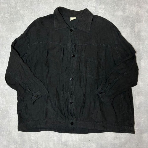 badhiya リネン ジャケット 1stタイプ ブラック オーバーサイズ
