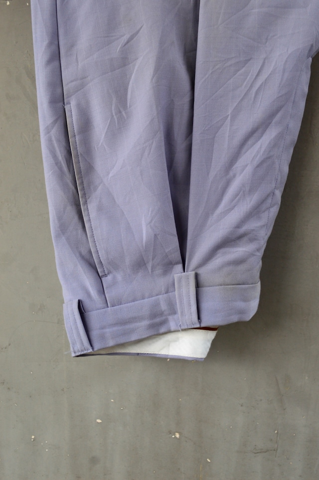 STACY ADAMS 1980's-90's From USA Center Intuck Wide Slacks Windowpen Polyblend Rayon ステイシーアダムス 80s ワイドスラックス