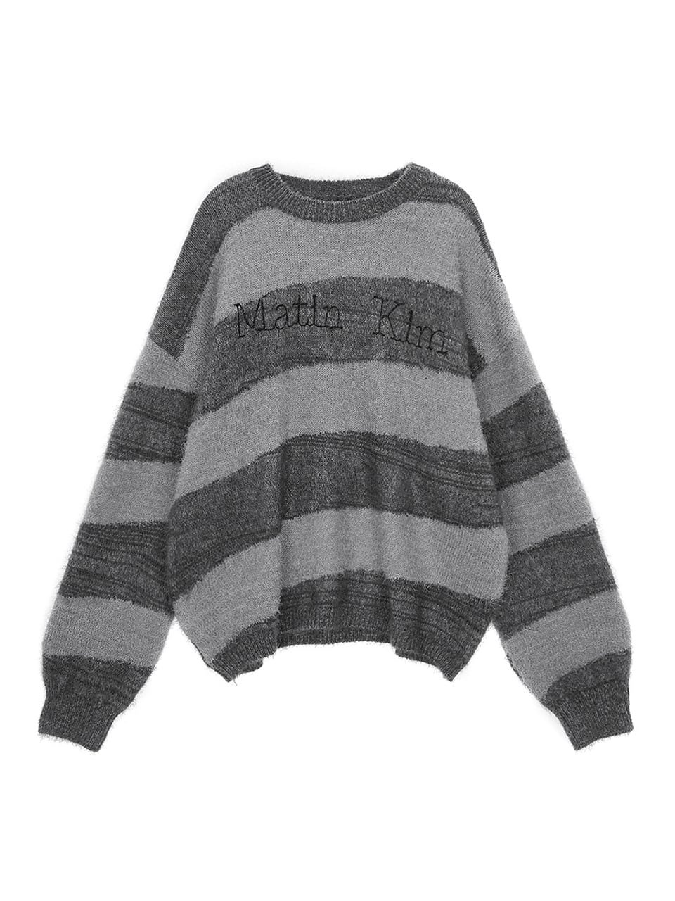 Matin Kim] STRIPE SNOWBALL KNIT PULLOVER IN CHARCOAL 正規品 韓国