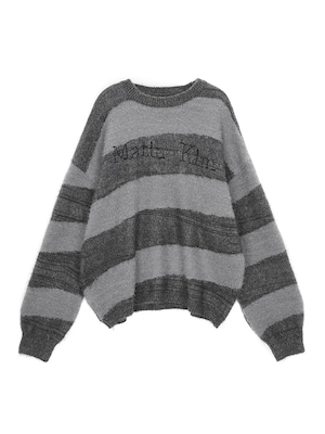 [Matin Kim] STRIPE SNOWBALL KNIT PULLOVER IN CHARCOAL 正規品 韓国ブランド 韓国ファッション 韓国代行 マーティンキム matinkim