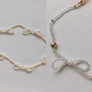 beads ribbonネックレス【2way】