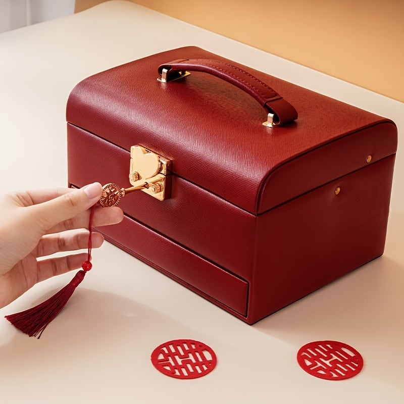 ジュエリー ボックス ハート形 バックル ヴィンテージ調 ミラー 鍵