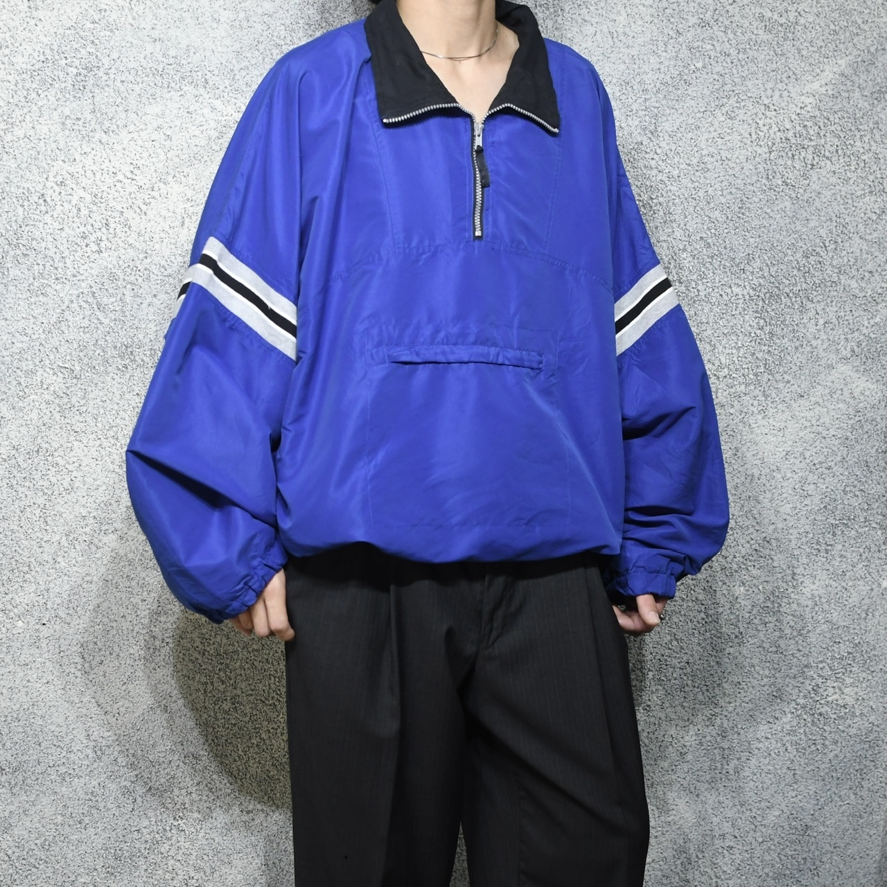 half zip switching design smooth pullover