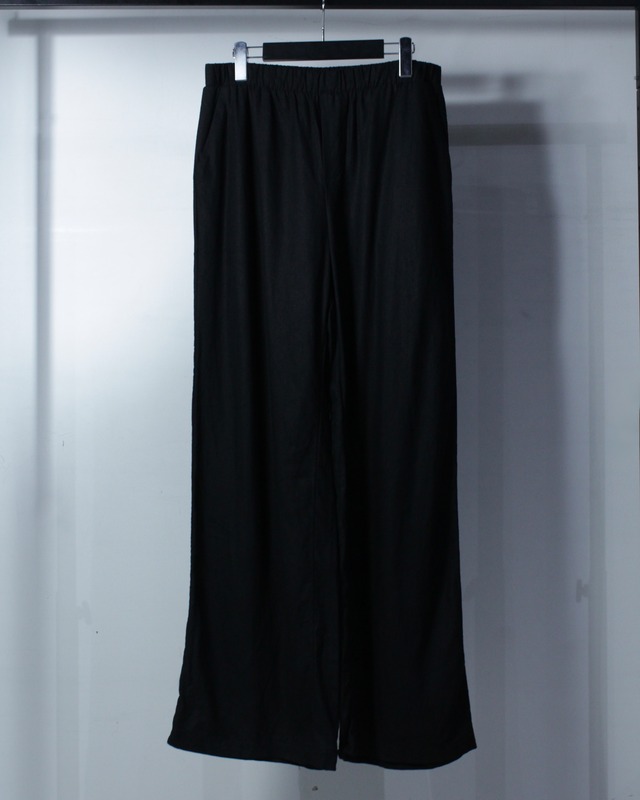 【Caka BLACK】Linen × Rayon Fabric Vintage Easy Wide Pants