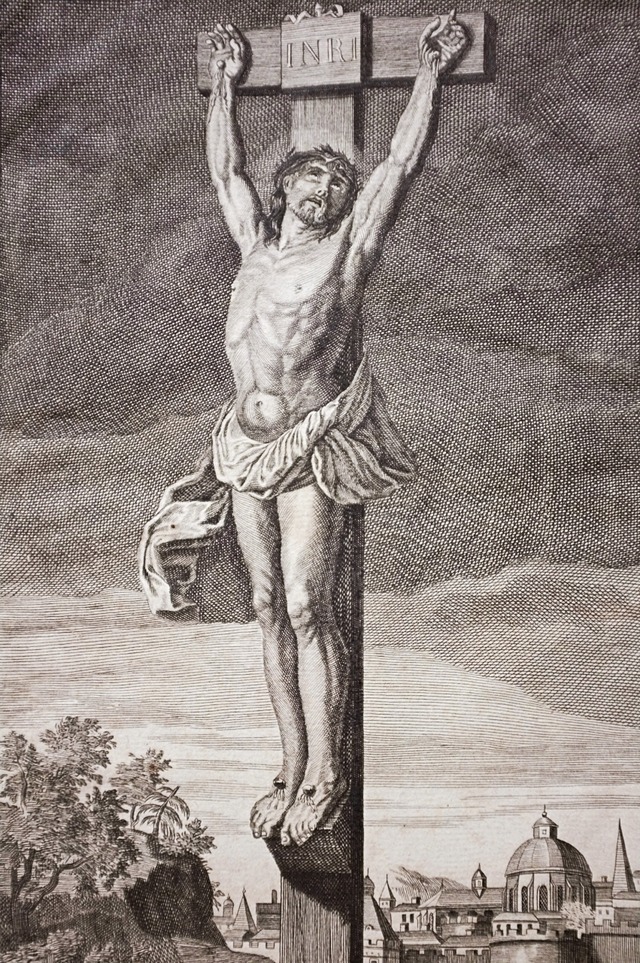 18世紀 フランス キリスト磔刑 シャルル・ル・ブラン 銅版画