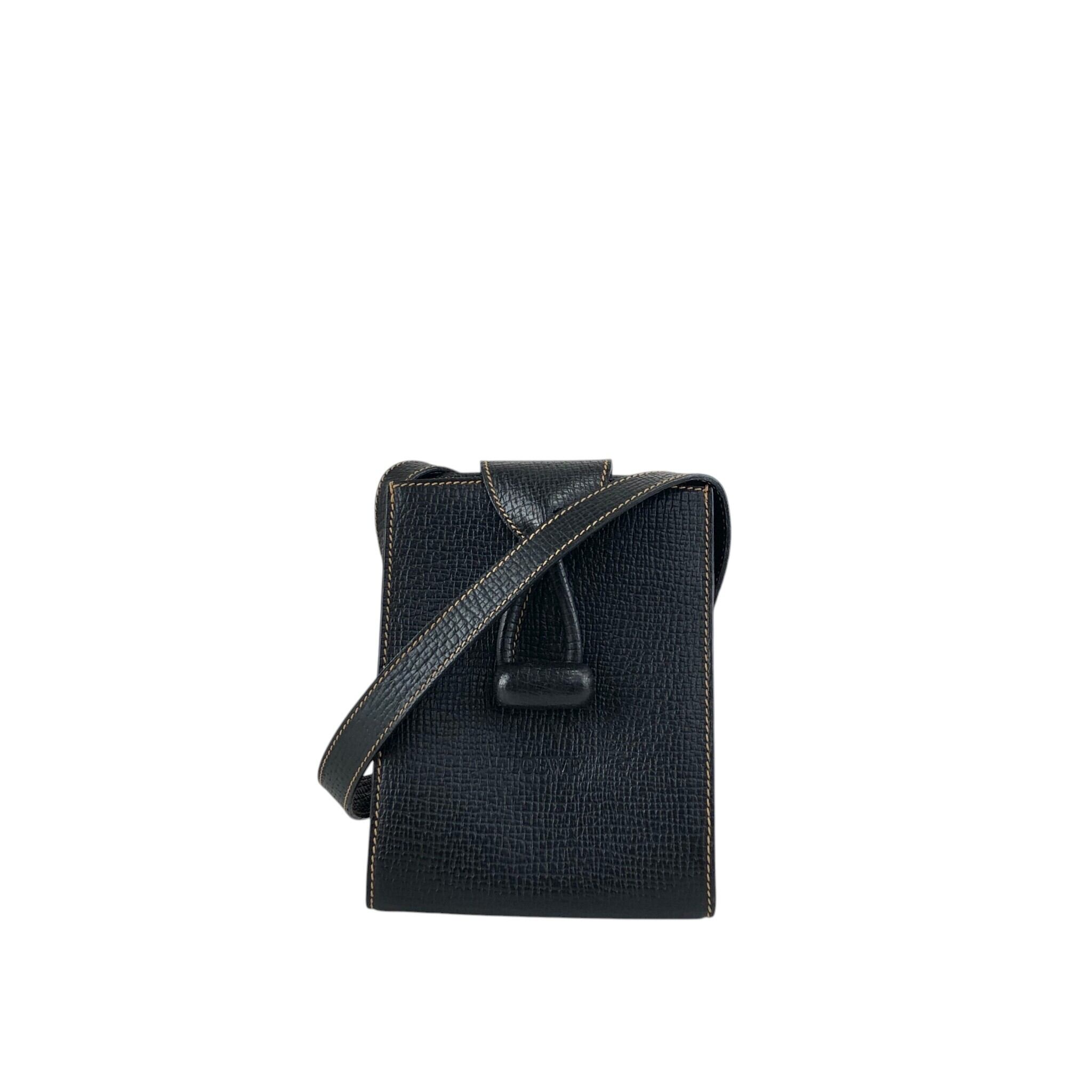 LOEWE ショルダーバッグ(ヴィンテージ） LOEWE ロエベ ショルダーバッグ ブラック ロゴ レザー ターンロック