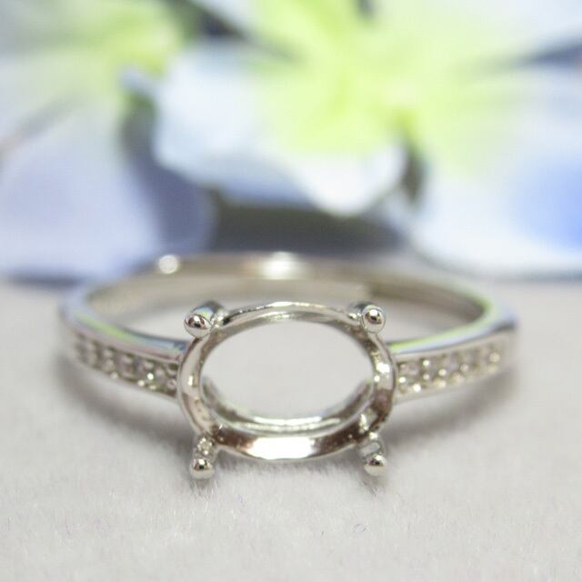 8×6㎜  横向きCZライン S925 リング台 SV