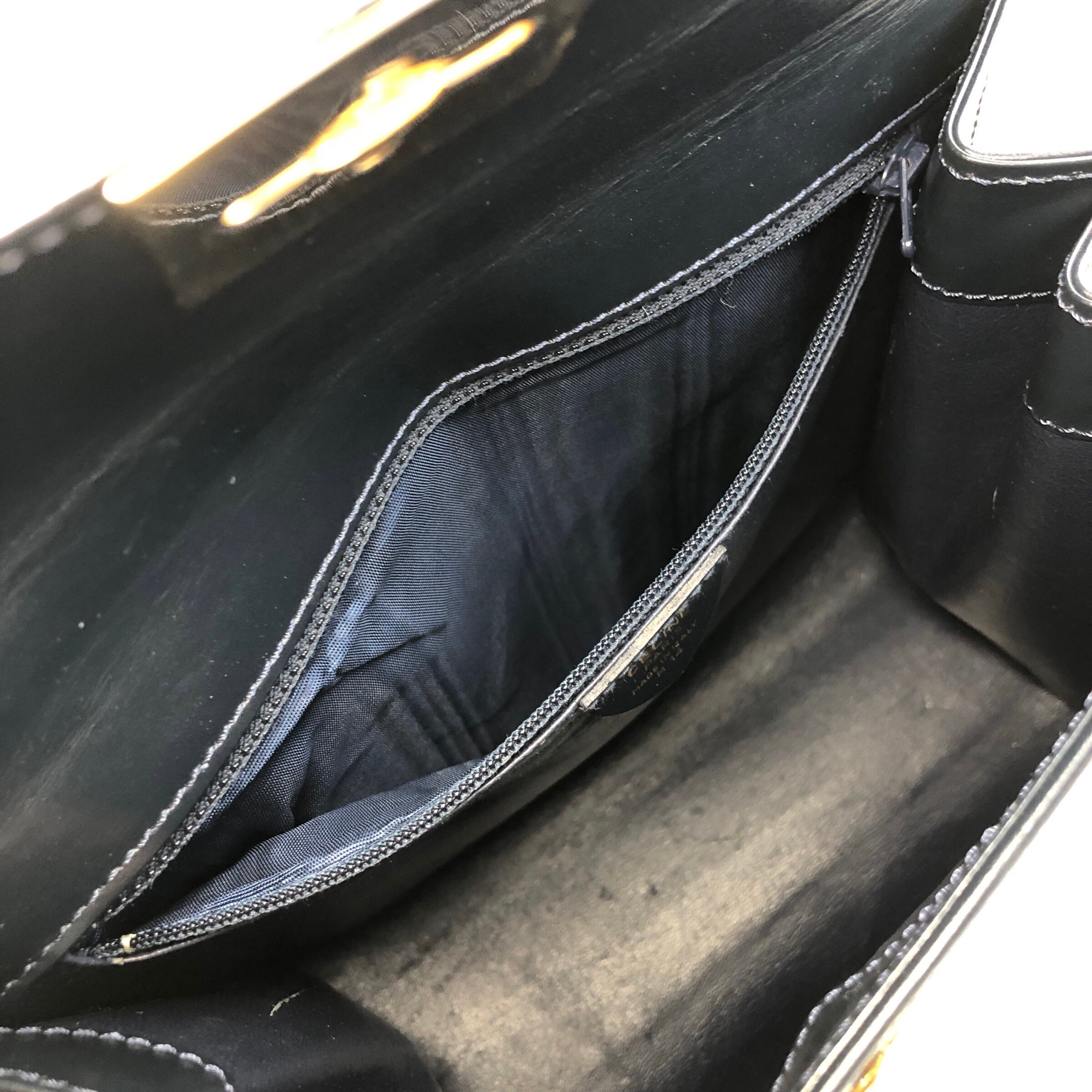 CELINE セリーヌ ハンドバッグ ネイビー ガンチーニ レザー vintage