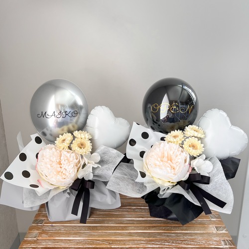 【3日以内発送】文字入れ無料　選べる２色　バルーンフラワー　K104　プチギフト　結婚祝い　誕生日　電報　開店祝い　開院祝い　開業祝