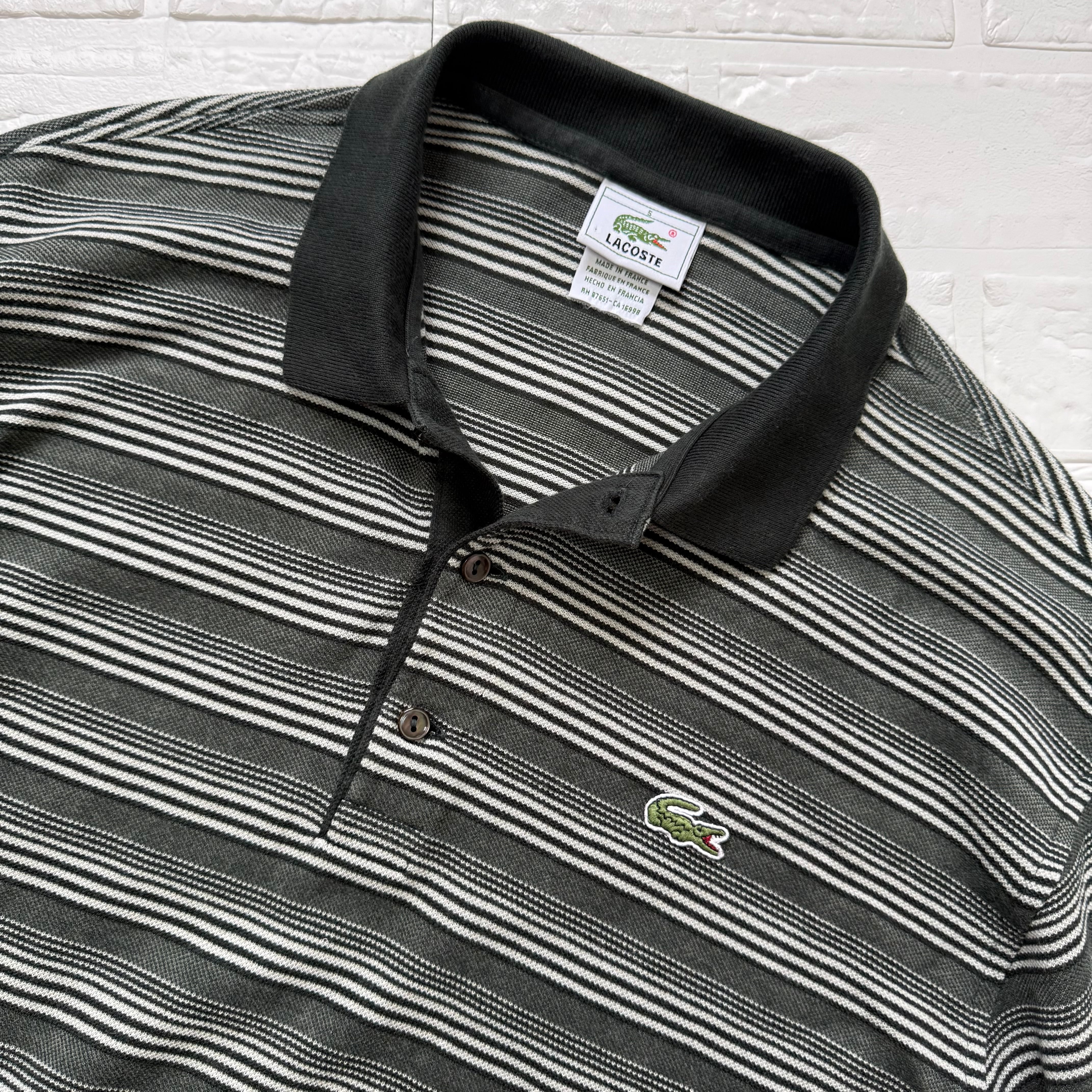 LACOSTE 90s フランス製 F5191 コットン 鹿子 半袖ポロシャツ モス